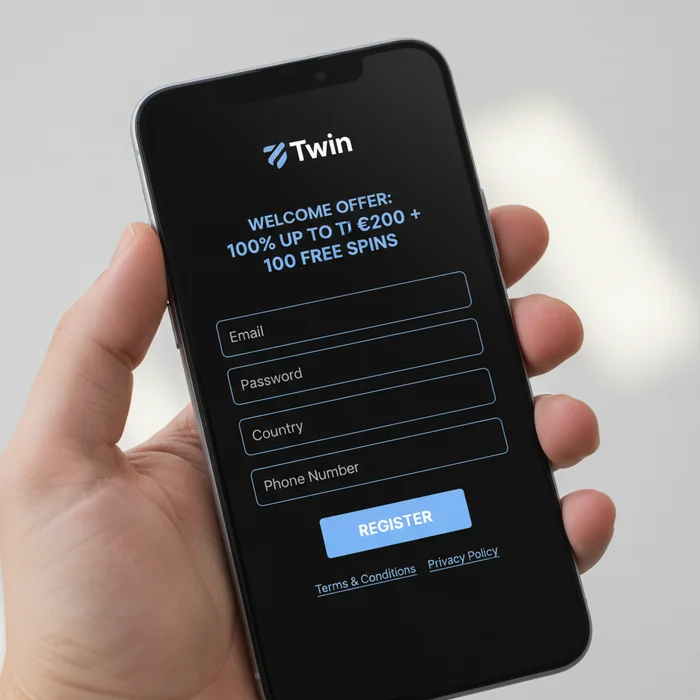 Formulaire d'inscription Twin — création de compte avec champs email et mot de passe